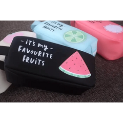 Fruit Pattern Pencil Case Large Capacity Candy Colors Pencil Cases High School College Office Supply Pencil Box