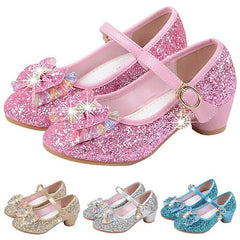 Girls'Heels Party Mary Jane Basic Pump Dress Crystal Bowknot