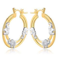 Gold Plated Elephant Stamp Hoop Earrings