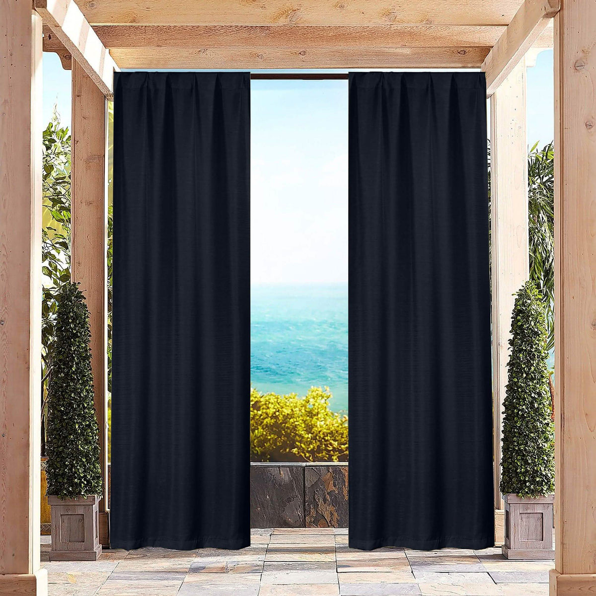Heavy-Textured Indoor-Outdoor Blackout Curtains Pair Panel
