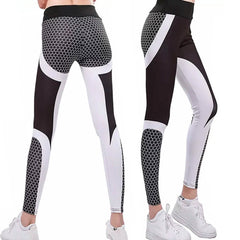 High-Waisted Honeycomb Design Ruched Workouts Fitness Yoga Gym Leggings Pants