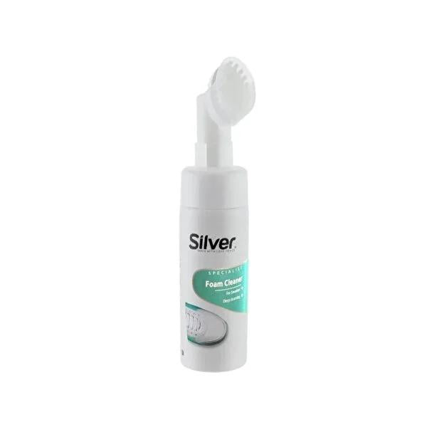 Mousse nettoyante pour chaussures Silver avec brosse - 150ml, douce pour le tissu, le cuir, le daim et le nubuck