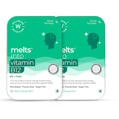 Wellbeing Nutrition Melts Tiras finas orales veganas de vitamina B12 - sabor a naranja y menta brumosa
