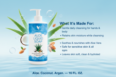 Savon liquide Forever Aloe Nettoyant naturel hydratant pour les mains et le corps