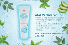 Lotion rafraîchissante Forever Aloe Lotion de massage rafraîchissante à l’aloe vera, à l’eucalyptus et au menthol