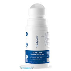 BeBodywise Roll-on para axilas con AHA y BHA al 4% - Sin fragancia
