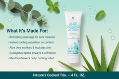 Lotion rafraîchissante Forever Aloe Lotion de massage rafraîchissante à l’aloe vera, à l’eucalyptus et au menthol