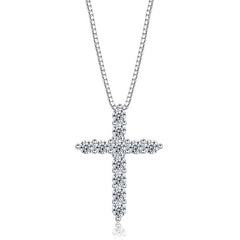INALIS - 925 Sterling Silver Classic Cross Cubic Zirconia Necklace
