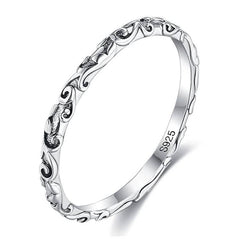 INALIS 925 Sterling Silver Ring for Women and Men Engraved Pattern Anniversary Rings