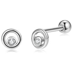 INALIS Fine Silver Stud Earrings Full Clear Cubic Zirconia Star Small Earring
