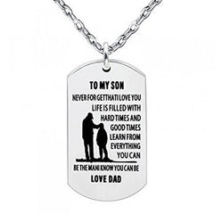 Inspirational Always Remember Son Pendant Necklace Dog Tag