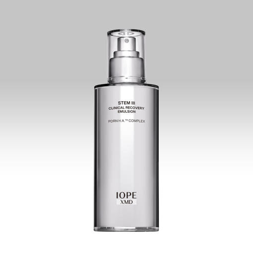 IOPE STEM III Emulsion bottle, a clinical recovery facial moisturizer with a pump dispenser.