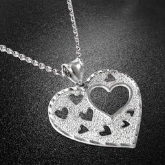Italian Made Sterling Silver Diamond Cut Heart Necklace