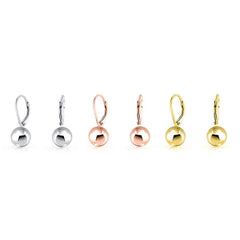 Italian Sterling Silver Leverback Ball Earrings