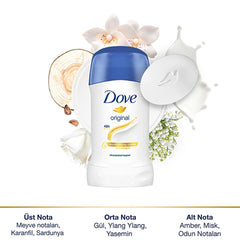 Dove Déodorant antitranspirant en stick pour femme - Protection 48 heures, hydratant et sans alcool - Parfum original