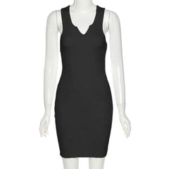 Kliou Cotton Sleeveless V-Neck Ladies Dress