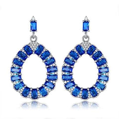 Lab-Created Teardrop Chandelier Earrings in Rhodium Plated