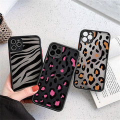 Leopard Print Elegant Pattern Protective Phone Case Translucent Hard Back With Silicone Leopard Pattern Phone Case For Iphone 11 Pro Max 12 13 Mini X Xs Max 7 8 Plus Mobile Phone Protective Case