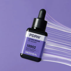 lifting serum with squalane in a sleek dropper bottle against a purple background