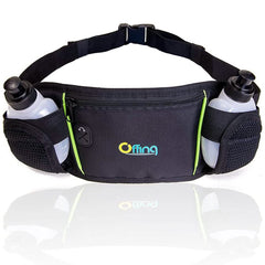 Men or Women's Hydration Running Belt Pouch With Water Bottles And Zippered Compartment