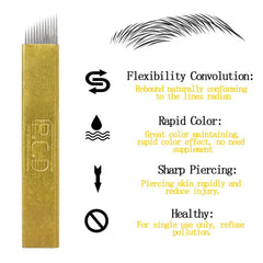 Aiguilles de microblading, lames manuelles pour maquillage permanent des sourcils