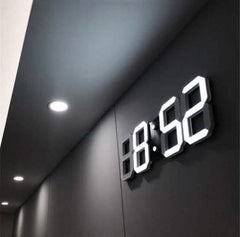Modern Digital 3D White LED Wall Clock Alarm Clock
