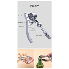 Multi-Functional Imitating Stainless Steel Garlic Press Crusher Kitchen Cooking Ginger Squeezer Masher Handheld Ginger Mincer Tools