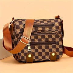Multiple Pockets Trendy Plaid Crossbody Bag