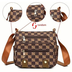 Multiple Pockets Trendy Plaid Crossbody Bag