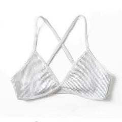 Nouveaux soutiens-gorge doux et confortables en coton pour femmes, fins et de style français, avec décolleté plongeant en V, bonnets triangulaires, dos croisé élégant, petite taille
