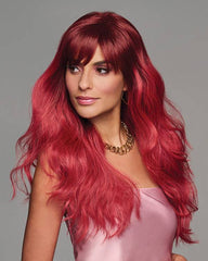 VIP Extensions That's My Jam Cherry Red Wavy Wig with Bangs