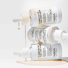NIDA α-Arbutin TXA Pure Tone Serum 50ml, an α-arbutin brightening serum for even skin tone with smooth texture.