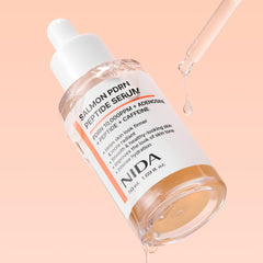 NIDA Salmon PDRN serum in 50ml bottle with droplet, enhances radiance and firm skin, Korean beauty product.
