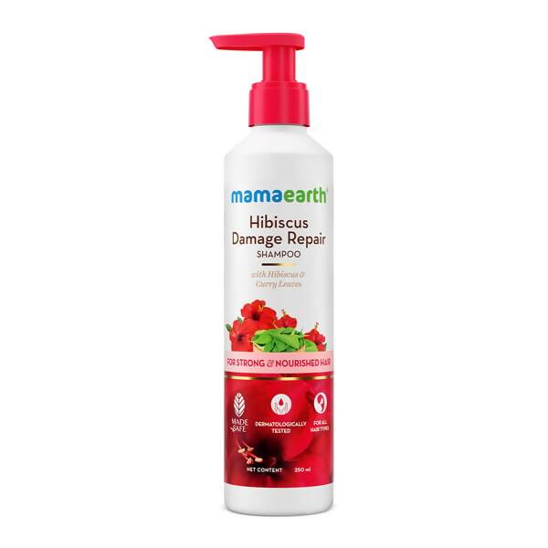 Shampoo réparateur des cheveux abîmés à l'hibiscus Mamaearth
