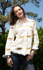 Cape Cod Top Ivory with Cheetah Embroidery