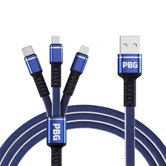 PBG 3-in-1 Cable Mesh/Nylon Braided HQ Multi Device Charging (Lightning, USB-C , Micro)