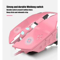 Pink Girly Gaming Mouse 3200DPI Backlight Adjustable 4 Level DPI Wired Women's Mice For Gamers