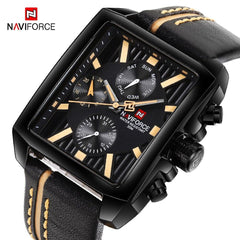 Herren-wasserdichte Uhr mit Lederarmband und Chronometern im Retro-Stil, einzigartige Form, hervorragendes Geschenk
