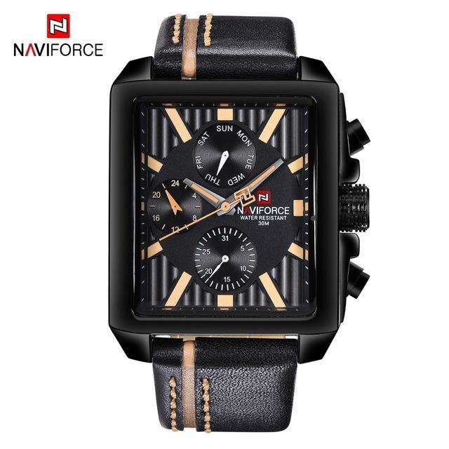 Herren-wasserdichte Uhr mit Lederarmband und Chronometern im Retro-Stil, einzigartige Form, hervorragendes Geschenk