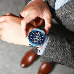 Men's  Water Resistant Watch With Chronometers Day View Unique Design Perfect Gift