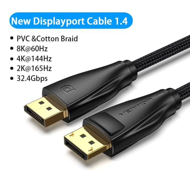 Cable de audio DisplayPort rápido de 1.4Gbps, 8K a 60Hz, 4K HDR, para PC, portátil o TV