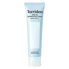 watery moisture sun cream in a light blue tube with SPF 50+ PA++++ label