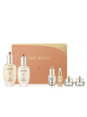 whoo cheongidan rejuvenating gift set displayed in elegant packaging with six skincare products