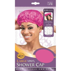 Gorro de ducha grande de vinilo Qfitt, rosa
