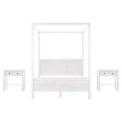 Queen Size Canopy Bed with 2 Nightstands