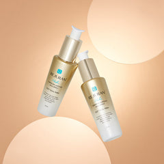 REJURAN Healer turnover ampoule dual effect bottles on a soft background