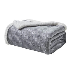 Sheradian Embossed Print Fleece/Sherpa Reversible Throw Blanket