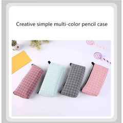 Simple Striped Color Design Pencil Cases For Students Retro Large Capacity Stationery School Pouch