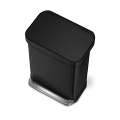 simplehuman 55-Liter Matte Black Indoor Kitchen Hinged Lid Trash Can
