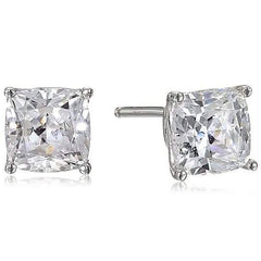 Solid Sterling Silver Cushion Cut Studs Earrings